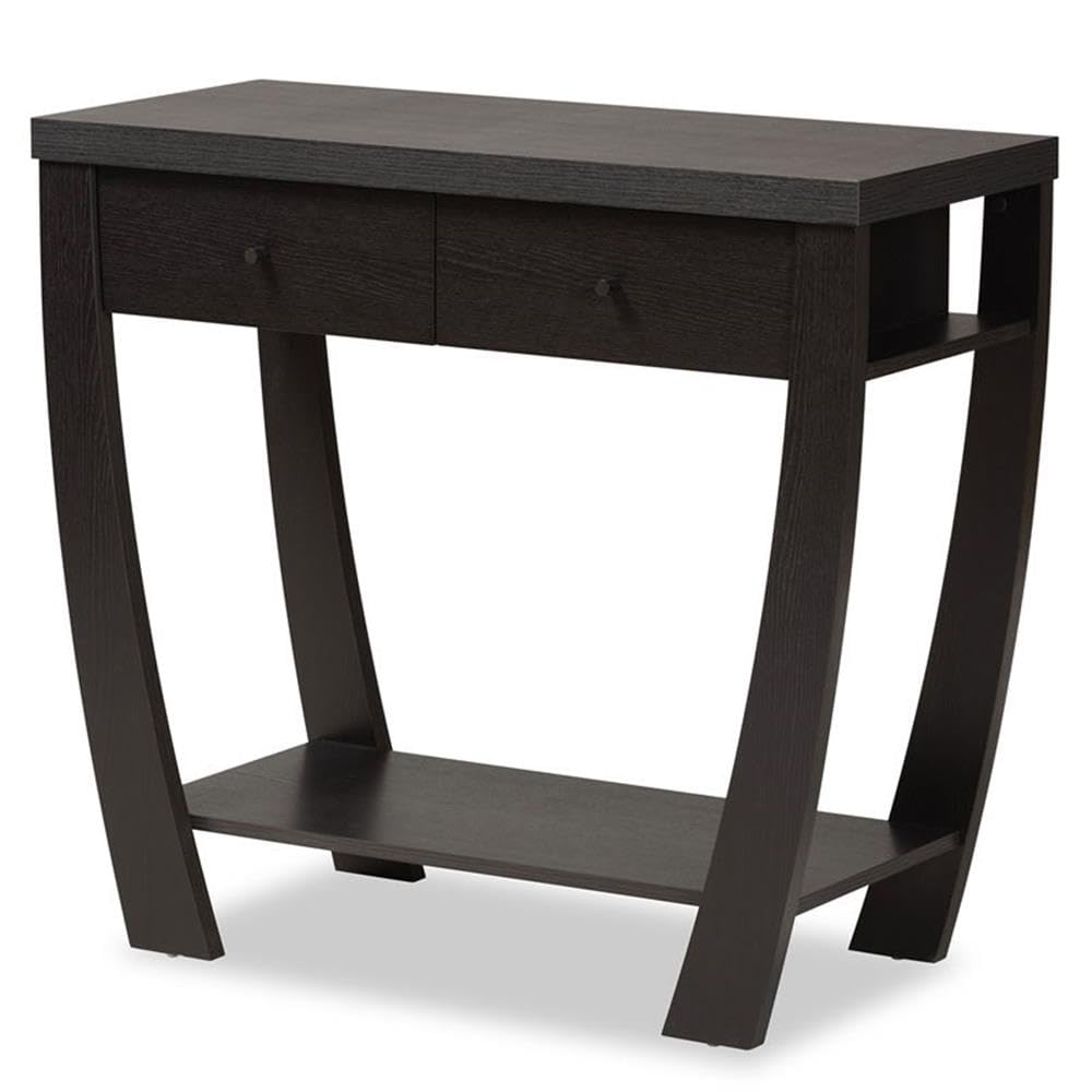 Baxton Studio Capote Modern and Contemporary Dark Brown Finished Wood 2-Drawer Console Table